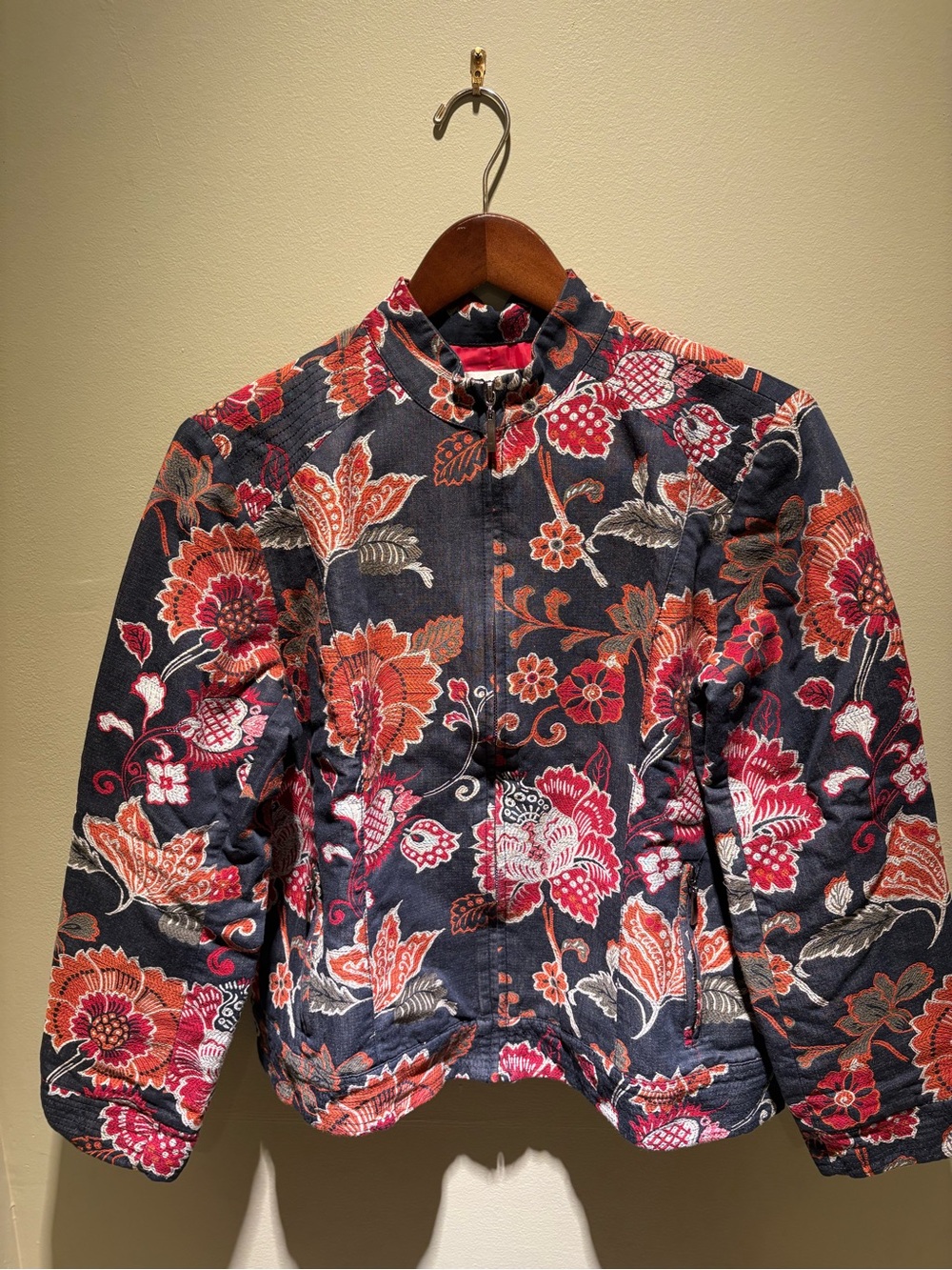 Chico’s Embroidered Floral Moto-Style Jacket